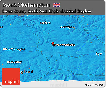 Political 3D Map of Monk Okehampton
