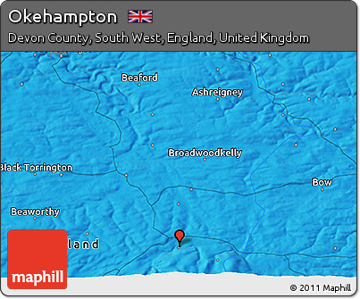 Political 3D Map of Okehampton