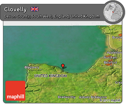 Satellite 3D Map of Clovelly