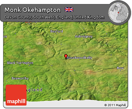 Satellite 3D Map of Monk Okehampton