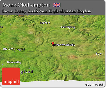 Satellite 3D Map of Monk Okehampton