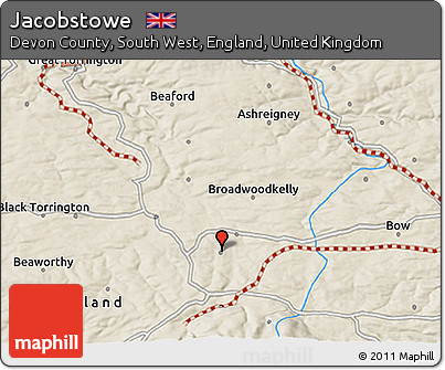 Shaded Relief 3D Map of Jacobstowe