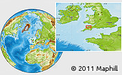 Physical Location Map of the area around 50° 55' 47" N, 4° 10' 30" W