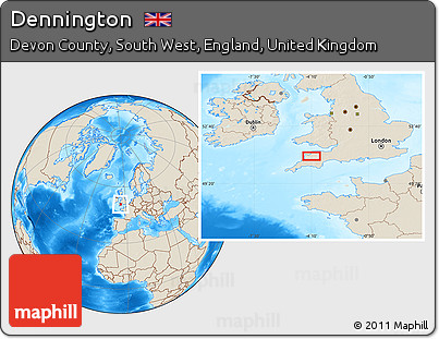 Shaded Relief Location Map of Dennington