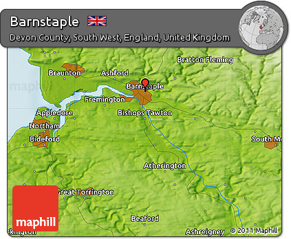 Physical Map of Barnstaple