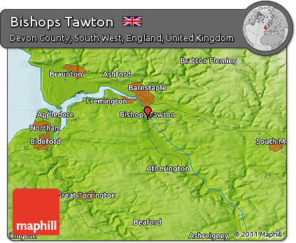 Physical Map of Bishops Tawton