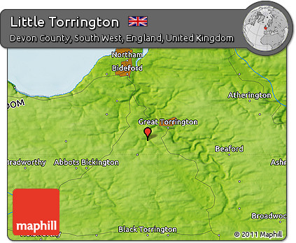 Physical Map of Little Torrington