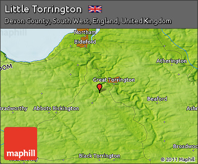 Physical Map of Little Torrington