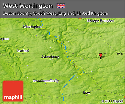 Physical Map of West Worlington