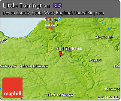 Physical Map of Little Torrington