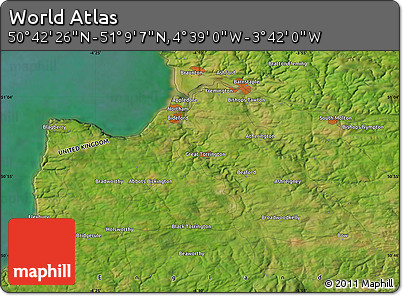 Satellite Map of the Area around 50° 55' 47" N, 4° 10' 30" W