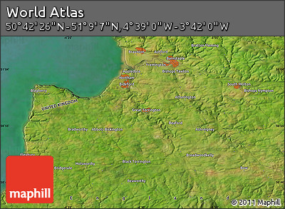 Satellite Map of the Area around 50° 55' 47" N, 4° 10' 30" W