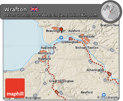 Shaded Relief Map of Wrafton