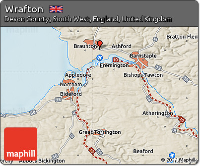 Shaded Relief Map of Wrafton