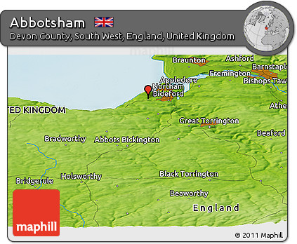 Physical Panoramic Map of Abbotsham