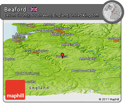 Physical Panoramic Map of Beaford
