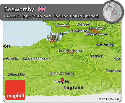 Physical Panoramic Map of Beaworthy