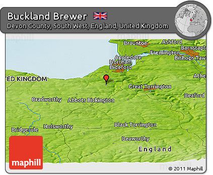 Physical Panoramic Map of Buckland Brewer