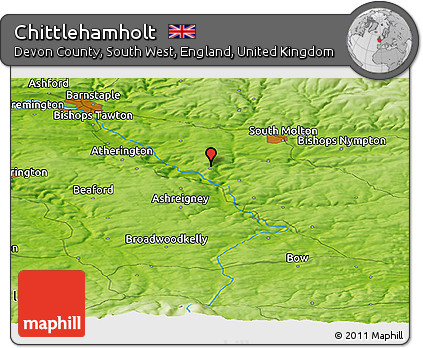 Physical Panoramic Map of Chittlehamholt