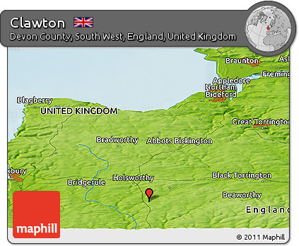 Physical Panoramic Map of Clawton