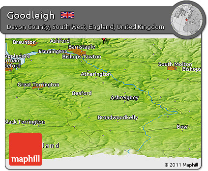 Physical Panoramic Map of Goodleigh