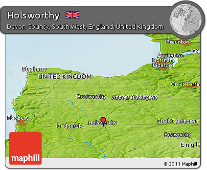 Physical Panoramic Map of Holsworthy