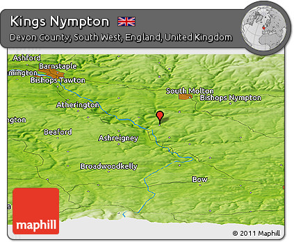Physical Panoramic Map of Kings Nympton