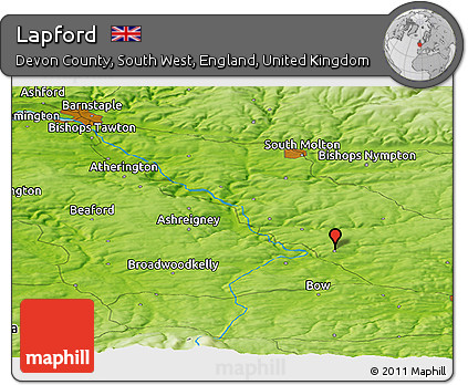 Physical Panoramic Map of Lapford