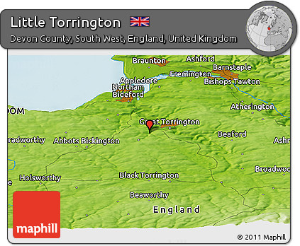 Physical Panoramic Map of Little Torrington