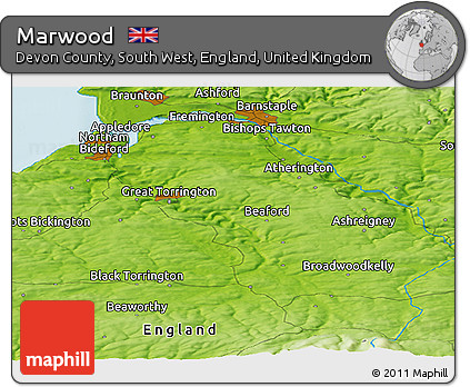 Physical Panoramic Map of Marwood