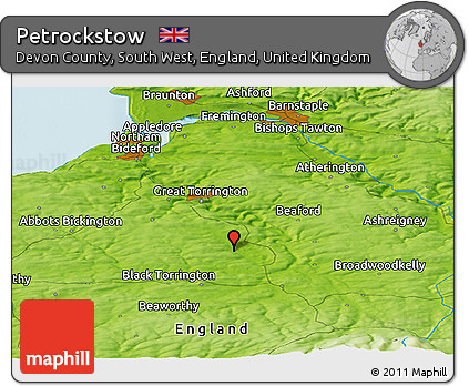 Physical Panoramic Map of Petrockstow