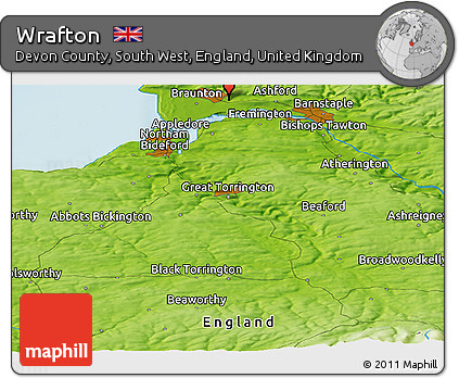 Physical Panoramic Map of Wrafton