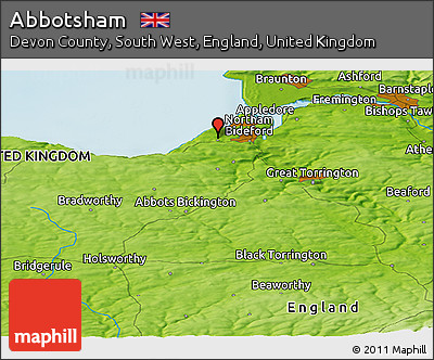 Physical Panoramic Map of Abbotsham