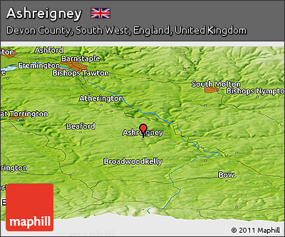 Physical Panoramic Map of Ashreigney