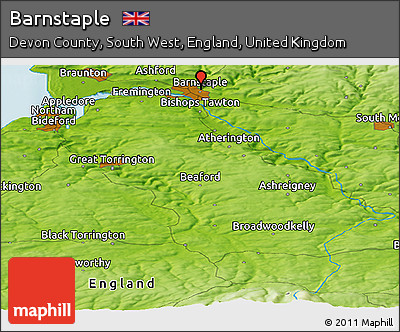 Physical Panoramic Map of Barnstaple
