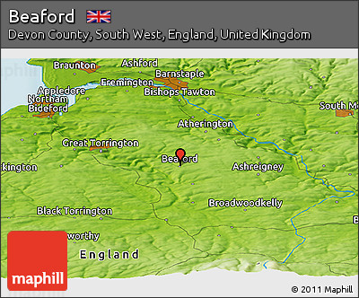 Physical Panoramic Map of Beaford