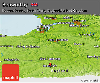 Physical Panoramic Map of Beaworthy