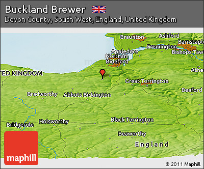 Physical Panoramic Map of Buckland Brewer