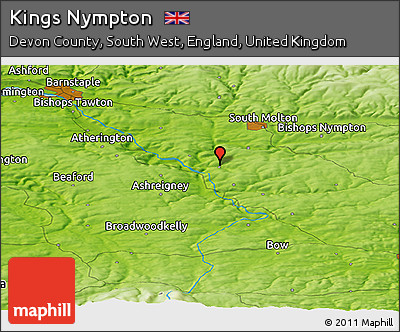 Physical Panoramic Map of Kings Nympton
