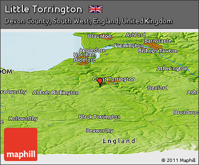 Physical Panoramic Map of Little Torrington