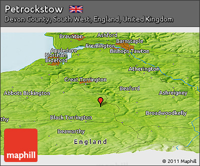 Physical Panoramic Map of Petrockstow