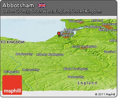 Physical Panoramic Map of Abbotsham