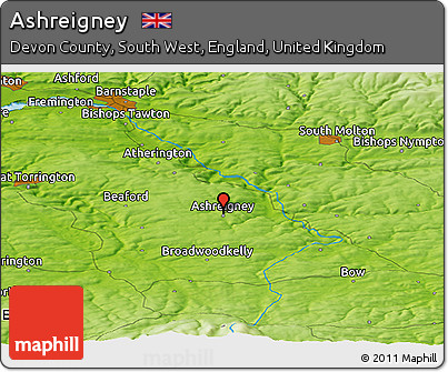 Physical Panoramic Map of Ashreigney