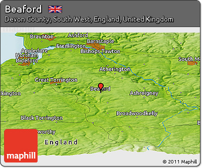 Physical Panoramic Map of Beaford
