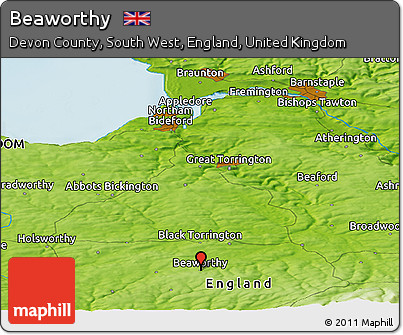 Physical Panoramic Map of Beaworthy