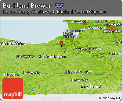 Physical Panoramic Map of Buckland Brewer