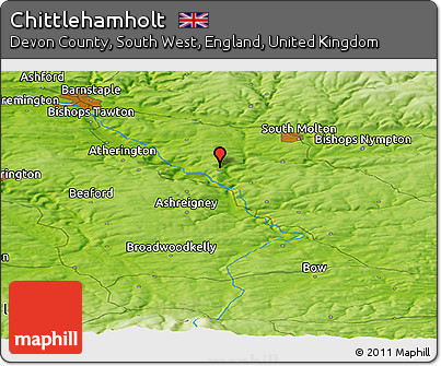 Physical Panoramic Map of Chittlehamholt