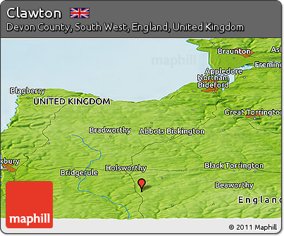Physical Panoramic Map of Clawton