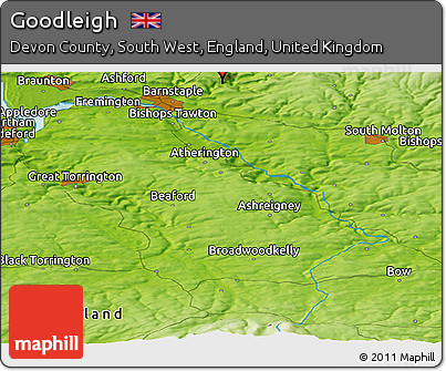 Physical Panoramic Map of Goodleigh