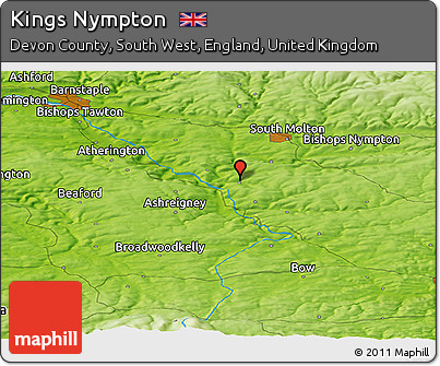 Physical Panoramic Map of Kings Nympton